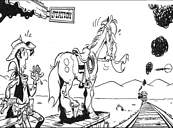 coloriage lucky luke et joly jumper sur le quai de la gare